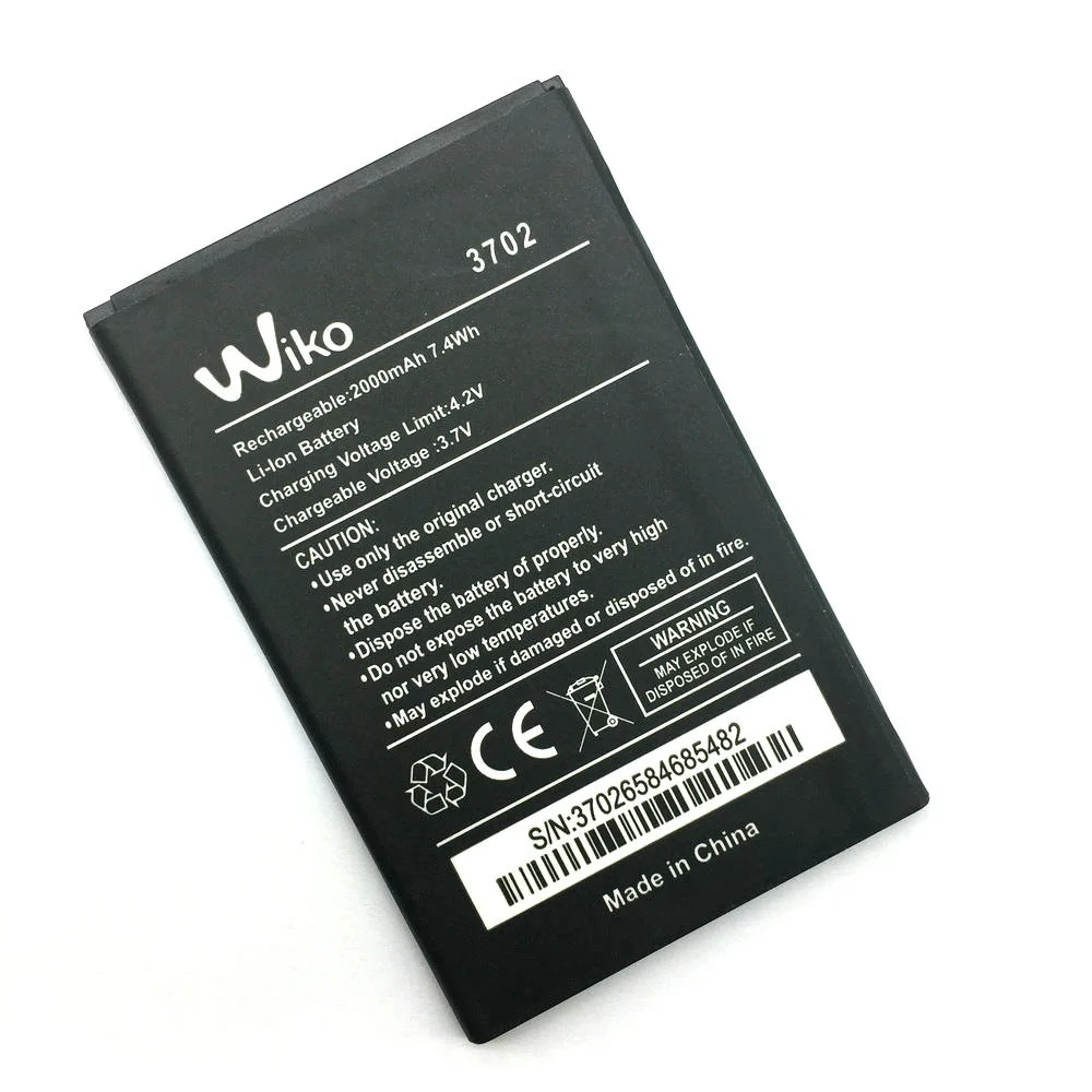 1 шт. 100% Высококачественная батарея WIKO 3702 2000 мАч для мобильный телефон + код