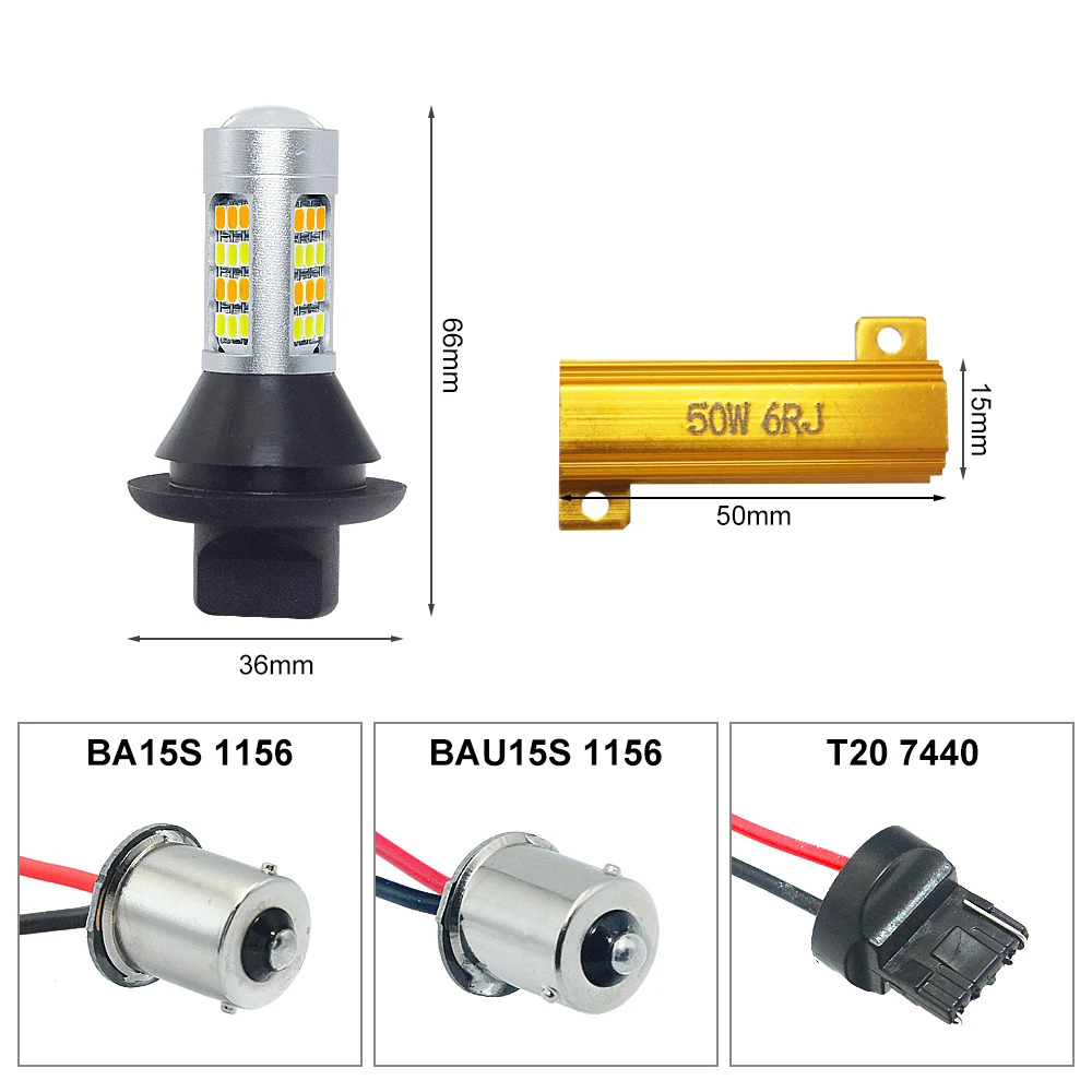 2 шт. BA15S BAU15S 1156 T20 7440 Светодиодные Автомобильные дневные ходовые огни сигнал