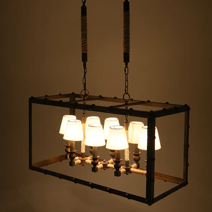 Лофт винтажные сельские подвесные светильники пеньковая веревка бамбуковая