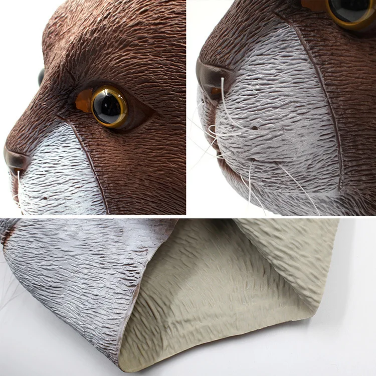 Забавная Angry Cat Хэллоуин косплей маски животных полная латексная маска для лица