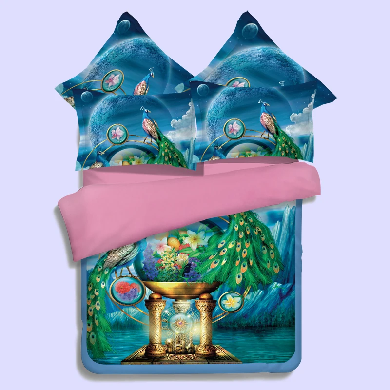Постельное белье 3 шт./4 шт. 3d с рисунком животных павлина попугая без утешения
