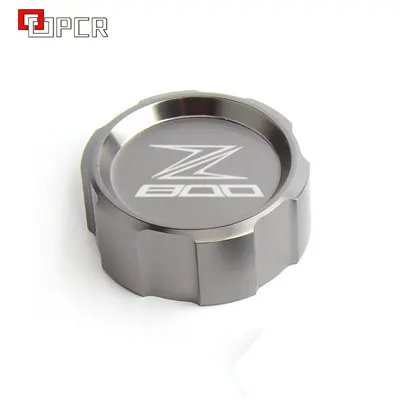 Motorcycle CNC Front& Rear brake Fluid Cylinder Master Reservoir Cover Cap Black For KAWASAKI Z800 z 800 2013 - Цвет: rear titanium