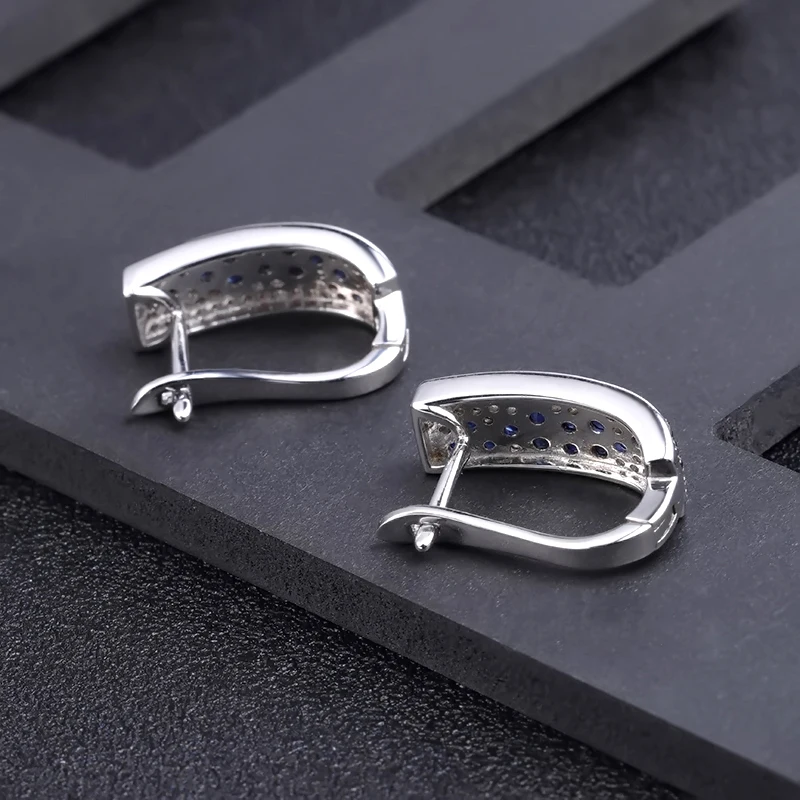 Женские серьги пусеты из серебра 925 пробы с натуральным синим