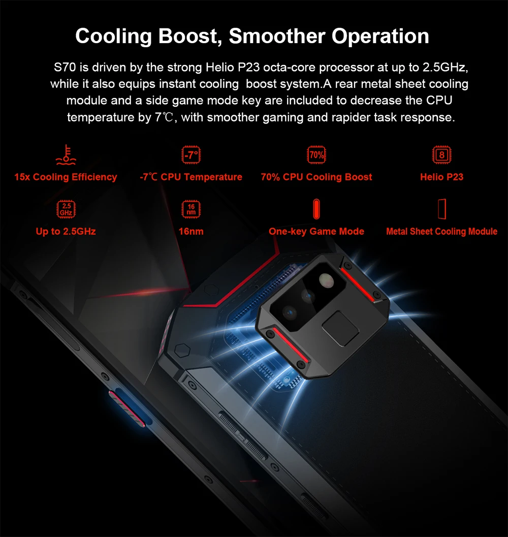 Смартфон DOOGEE S70 IP68/IP69K игровой телефон с экраном 5 99 дюйма FHD Helio P23 восемь ядер 6 ГБ 64