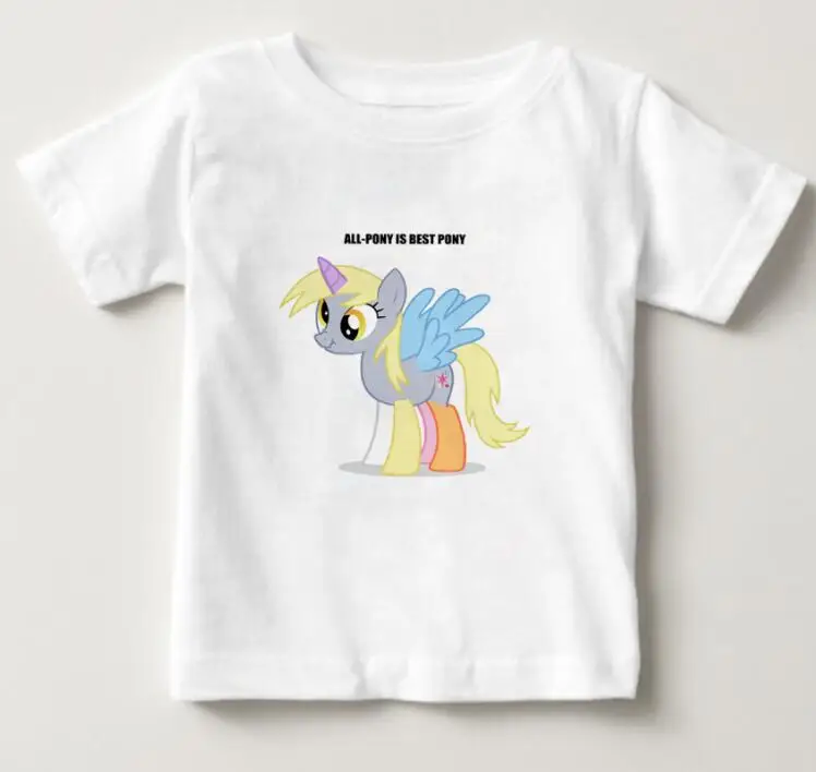 White childreT-shirt Детская футболка с героями мультфильмов для девочек хлопковые детские футболки летняя одежда для маленьких девочек Повседневная футболка с пони для девочек, топы, футболки, NN - Цвет: White childreT-shirt
