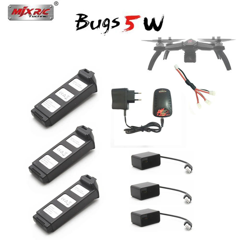 7 4 В 1800 мАч Lipo батарея для MJX Bugs 5 Вт RC Квадрокоптер вертолет запасные части B5W