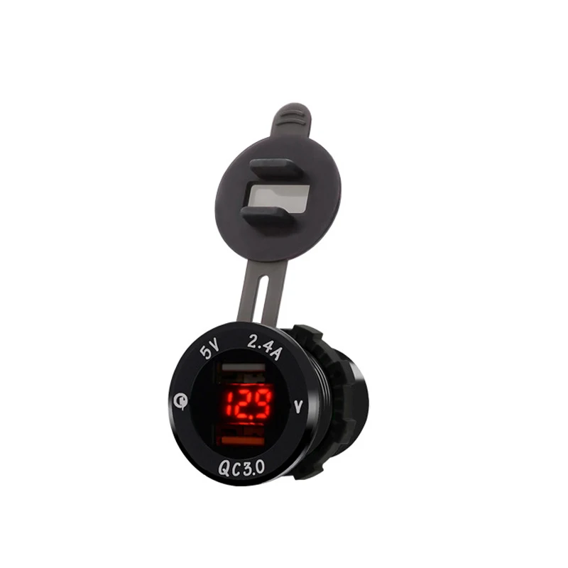 Высокое качество QC3.0 на 2-портный dual USB розетка для автомобильного прикуривателя компонентов зарядное устройство светодиодный дисплей разъем зарядки автомобильным зарядным устройством 12 V-24 V