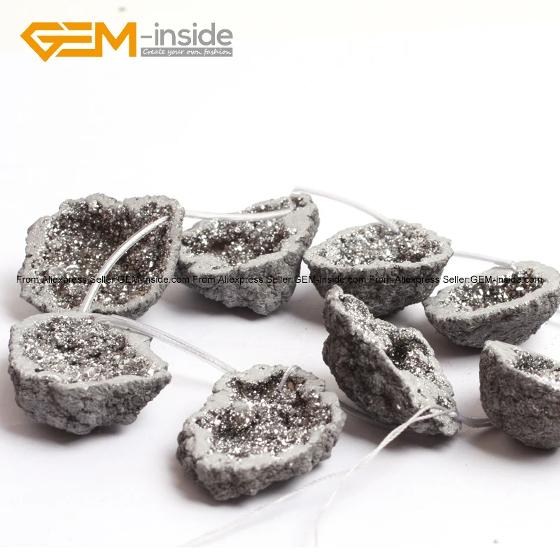 Драгоценный камень-внутри Geode Druzy Rock Crystal Кварцевые бусины для изготовления