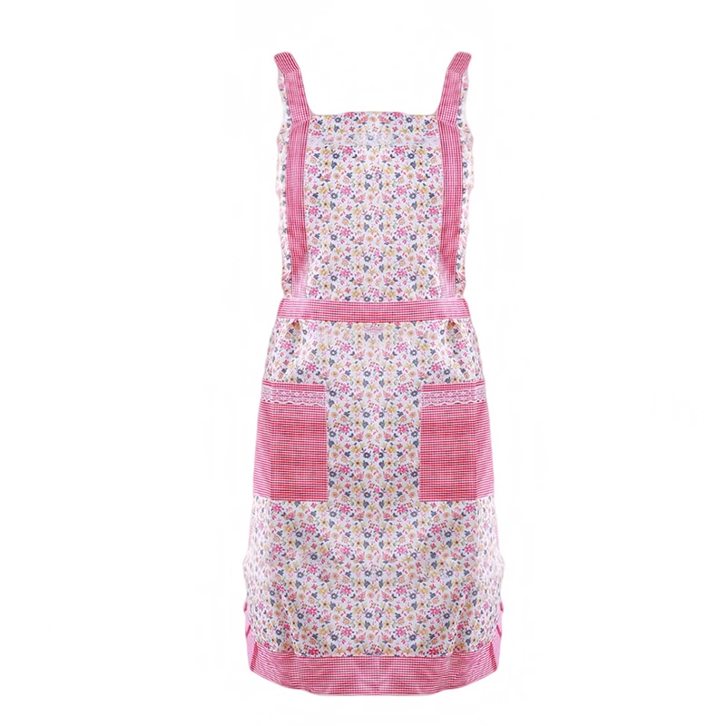 pink flower Кухонные фартуки для приготовления пищи из хлопка и полиэстера, Кухонные фартуки для женщин, фартуки для официанта, кафе, магазина, фартуки для барбекю, парикмахеров - Цвет: pink flower