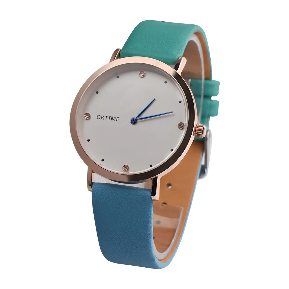 Часы OKTIME женские кварцевые с кожаным радужным циферблатом под платье 2019|Женские