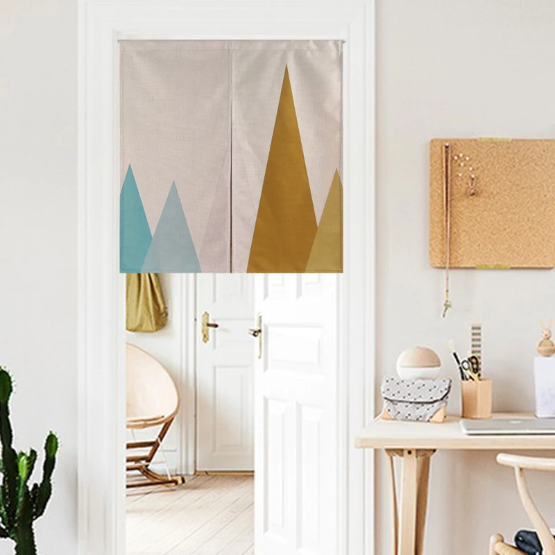 

Deer head Geometry Nordic style Simple modern Door Curtain Linen Tapestry Study Bedroom Home Decor Bedroom Kitchen Curtain