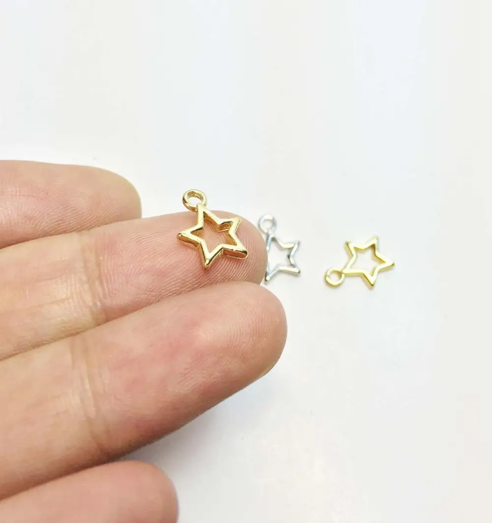 18K gold Eruifa Горячая мини полированная блестящая открытая Звезда 20 шт в упаковке ожерелье, серьги браслет ювелирные изделия DIY ручной работы 2 цвета - Окраска металла: 18K gold