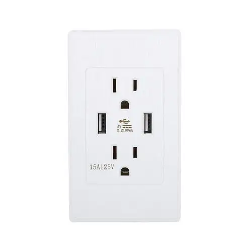 white Двойной USB Порты и разъёмы розетки Зарядное устройство AC Мощность розетка розетки пластина Мощность адаптер 5В 2A - Цвет: white