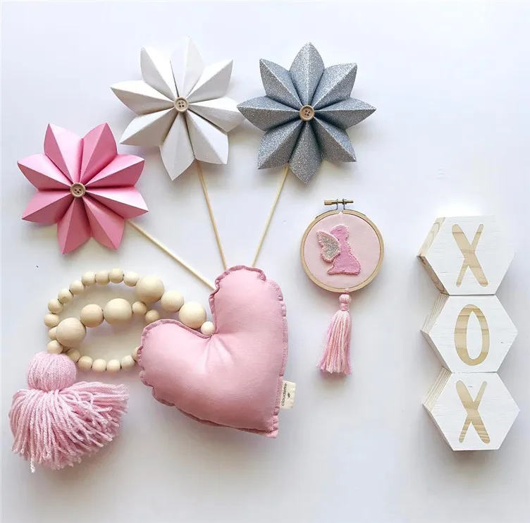 Гирлянда из натуральных деревянных бусин домашний декор для детской комнаты