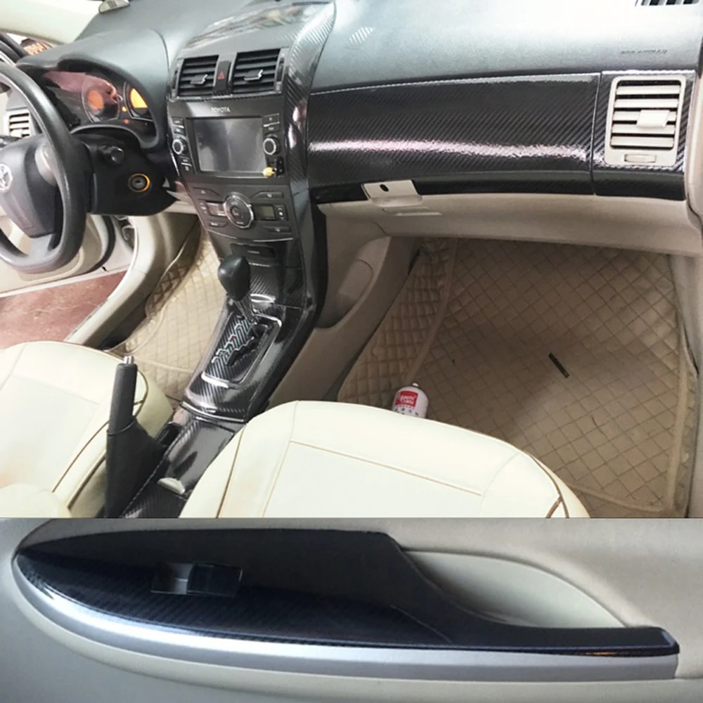Для Защитные чехлы для сидений, сшитые специально для Toyota Corolla 2007-2013 внутренний центральный Управление Панель дверные ручки 3D/5 мм Углеродистой волокно наклейки стайлинга автомобилей аксессуары