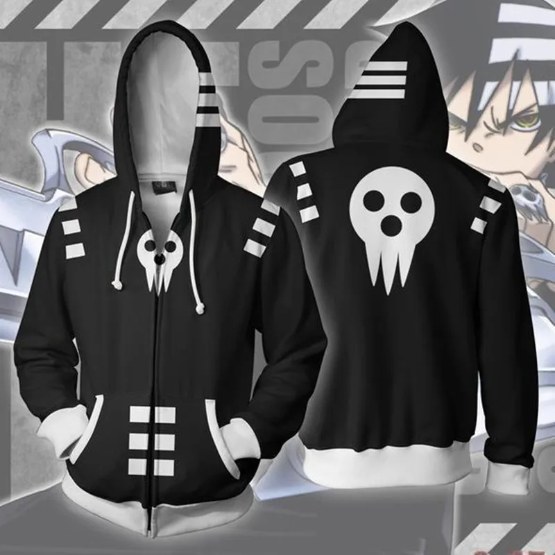 Аниме Soul Eater костюм черный худи со звездой косплей 3D печать толстовка с капюшоном