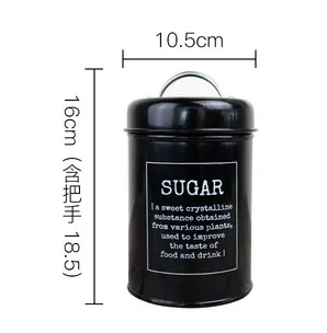 Black Sugar Металлическая цветная банка для хранения кофе, сахара, чая, контейнер, Классический минималистичный скандинавский Настольный контейнер для хранения, Домашний Органайзер - Цвет: Black Sugar