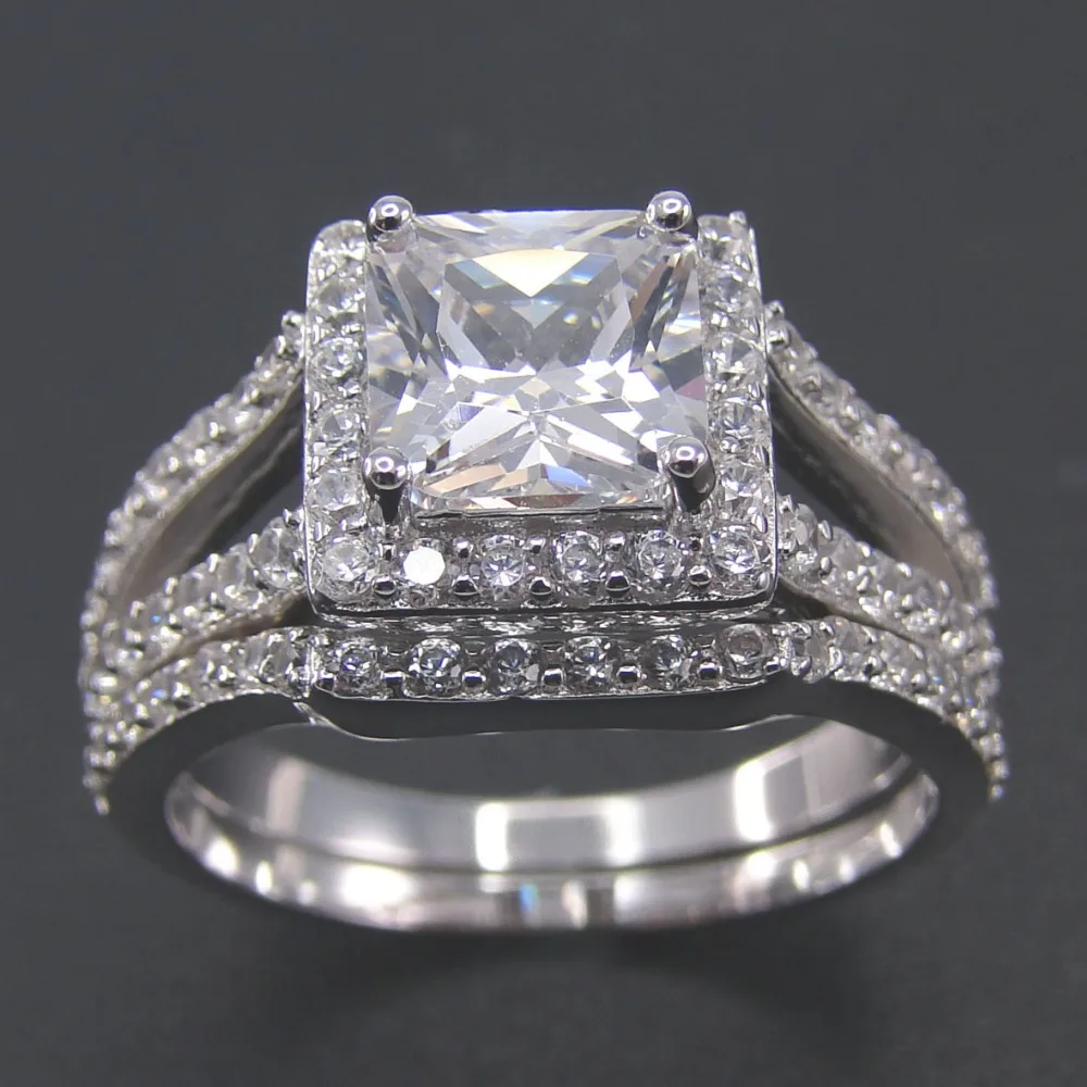 

New Style Fine Jewelry 100% 925 Sterling Silver Jewelry Wedding Ring sets For women Size 5/6/7/8/9/10/11