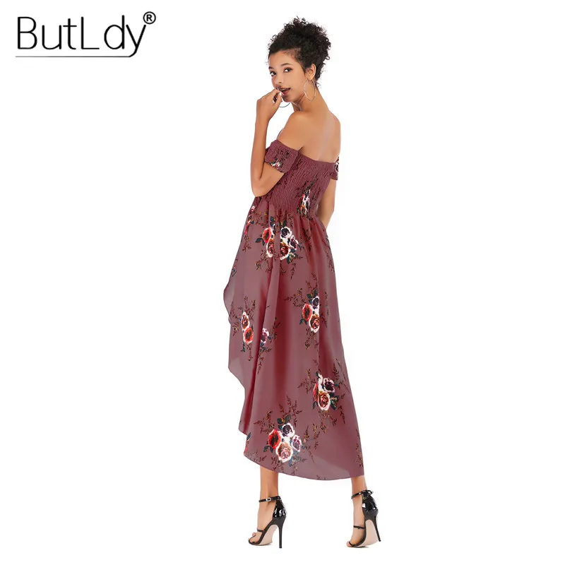 Женское асимметричное длинное платье с открытыми плечами открытой спиной и