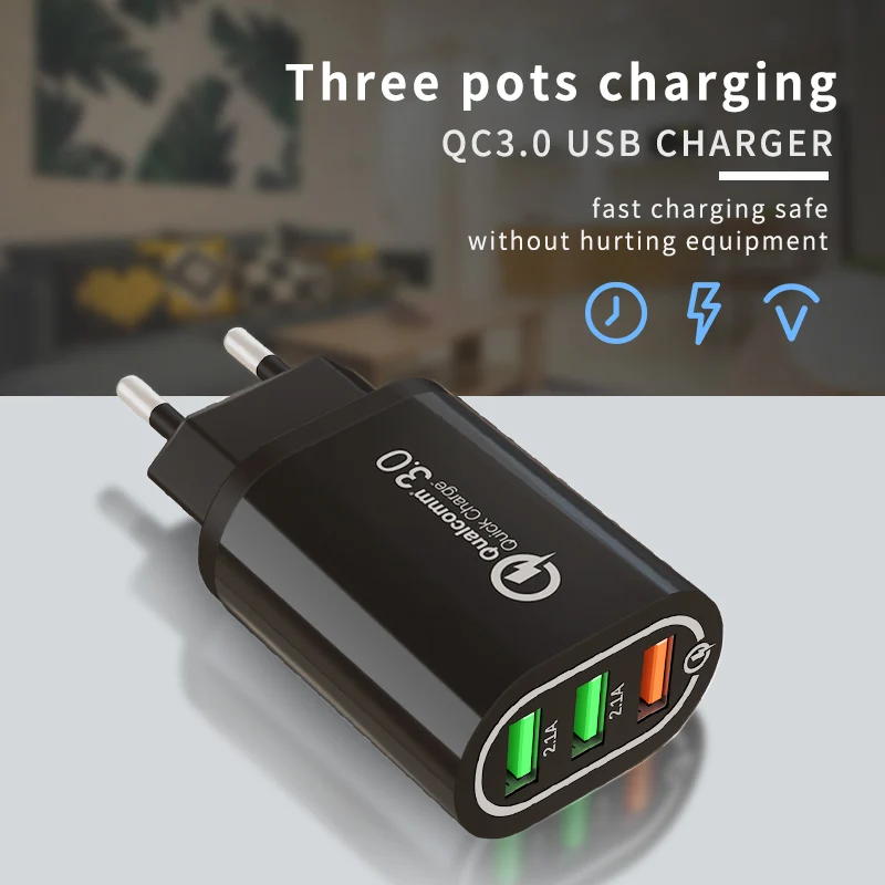USB 3,0 зарядное устройство quick charge 3,0 QC3.0 Turbo Мульти USB зарядное устройство Turbo Мульти адаптер EU Plug power bank зарядное устройство для xiaomi iPhone