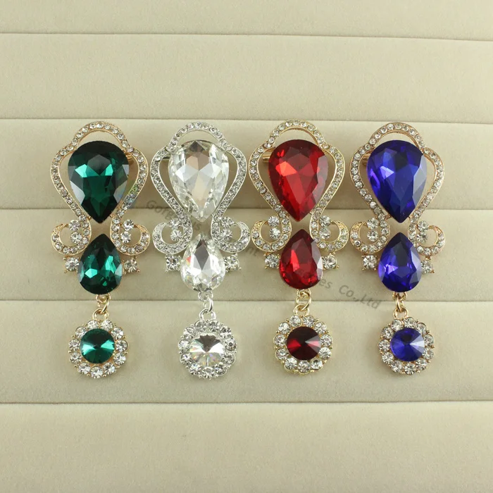 Роскошные Броши Стразы с кристаллом в виде капли воды сапфировым Изумрудом и