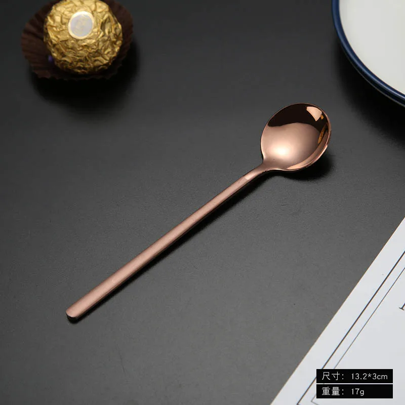 Small Rose Gold Нержавеющая сталь 7 цветов красочные кофейные ложки ледяные десертные ложка с длинной ручкой из розового золота ложка-мешалка кухонная посуда - Цвет: Small Rose Gold