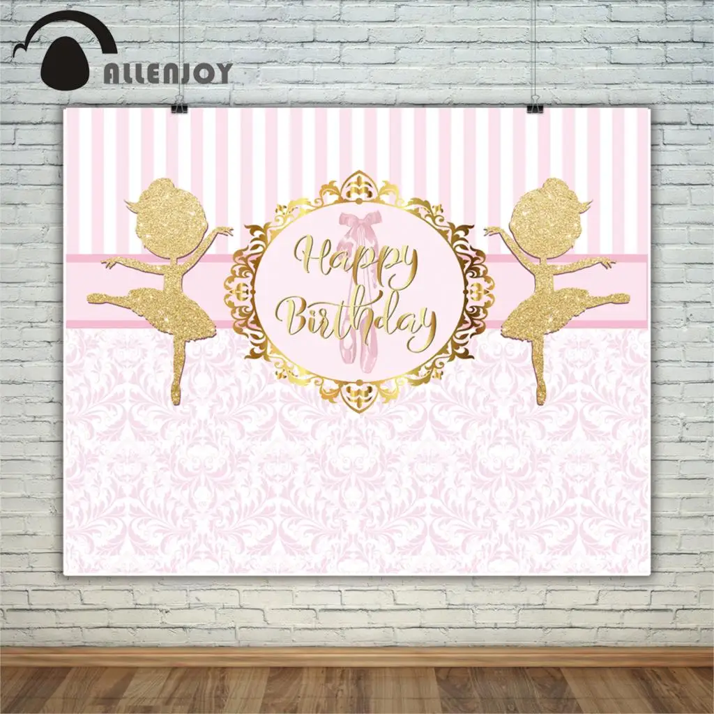 Allenjoy фоны для фотостудии розовые полосы дамасский Золотой танцор балета с днем рождения фон для фотосессии новорожденных
