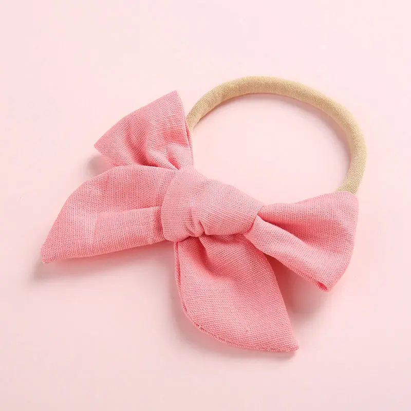 5 Dark Pink Весенний хлопковый бант для детей, нейлоновая повязка на голову для малышей, Пасхальная повязка на голову, заколка для волос нейтрального цвета, банты для волос HB326S - Цвет: 5 Dark Pink