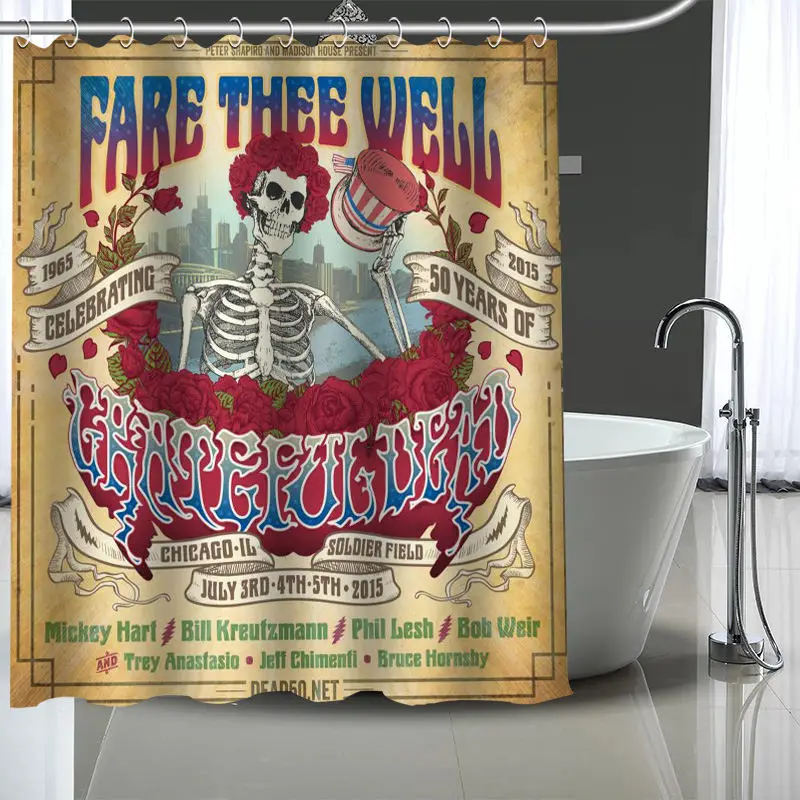 Custom grateful dead Shower Curtain With Plastic Hooks Modern Fabric Bath Curtains Home Decor Your image | Дом и сад