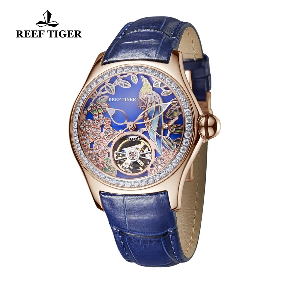 Женские наручные часы Reef Tiger автоматические Аналоговые водонепроницаемые из