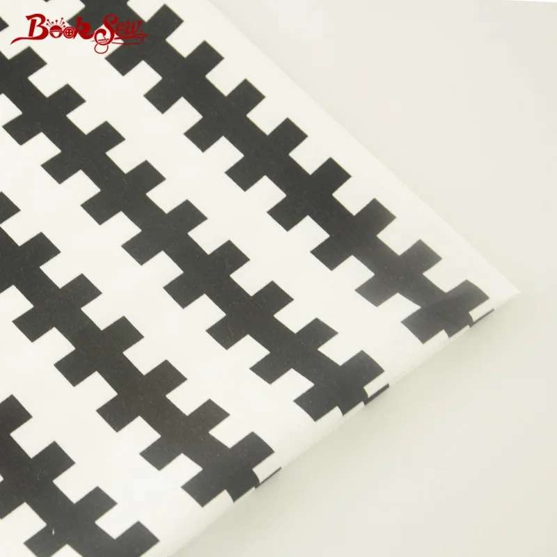 Booksew Текстиль для дома 100% хлопок саржа Ткань черный Геометрия узор стежка ткани