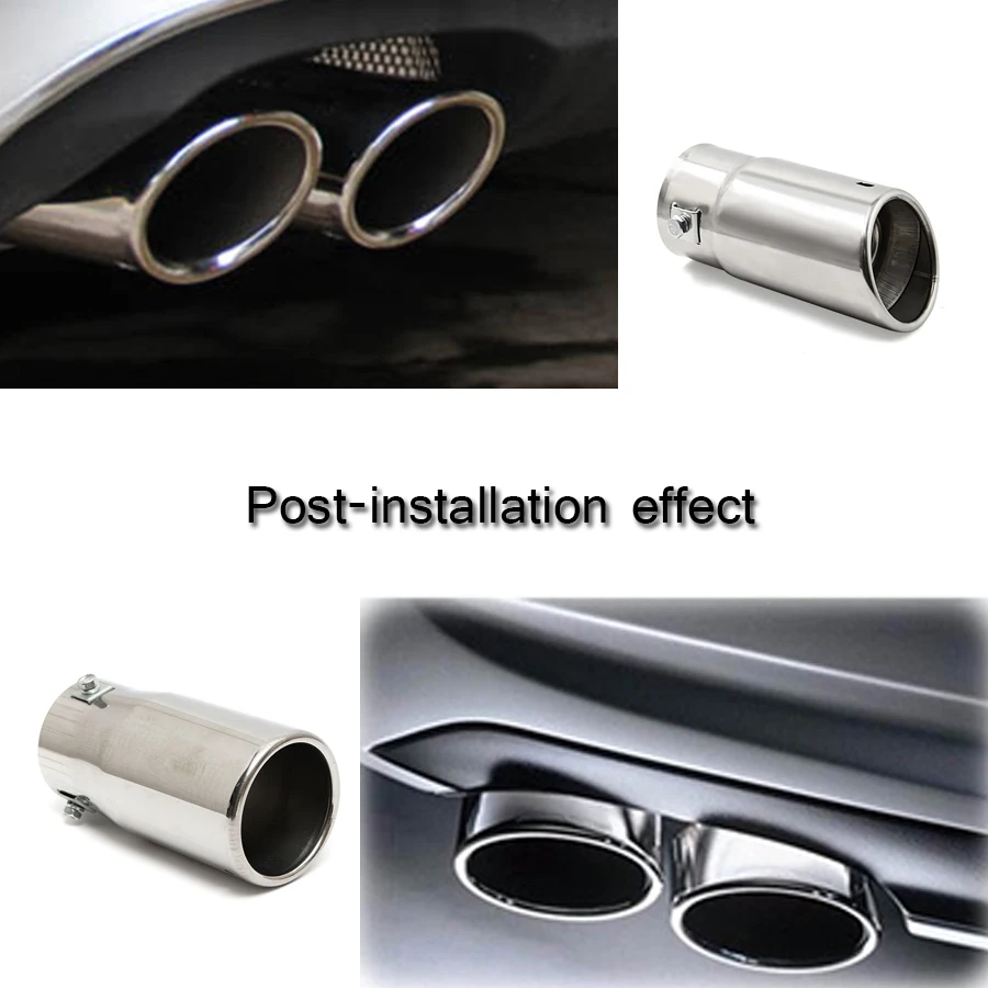 Универсальная 58 мм Автомобильная хромированная плоская выхлопная труба из