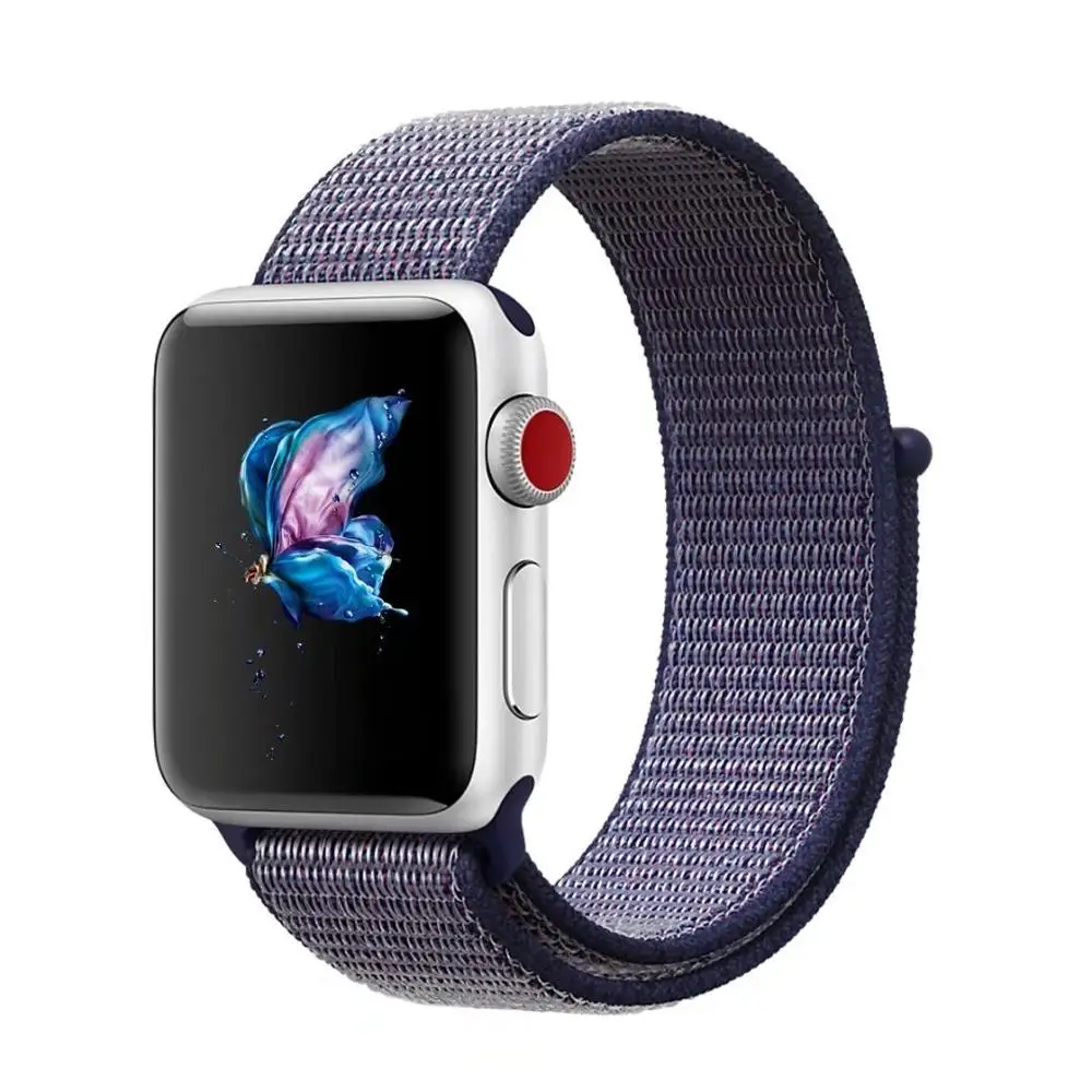 Midnight Blue Ремешок из натурального нейлона для iWatch Apple Watch 44 мм 40 мм 42 мм 38 мм серия 5 4 3 2 1 Спортивный тканевый ремешок браслет на запястье - Цвет ремешка: Midnight Blue