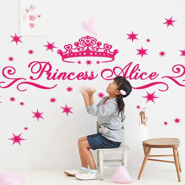 Розовый английское слово корона наклейки могут быть перемещены жениться