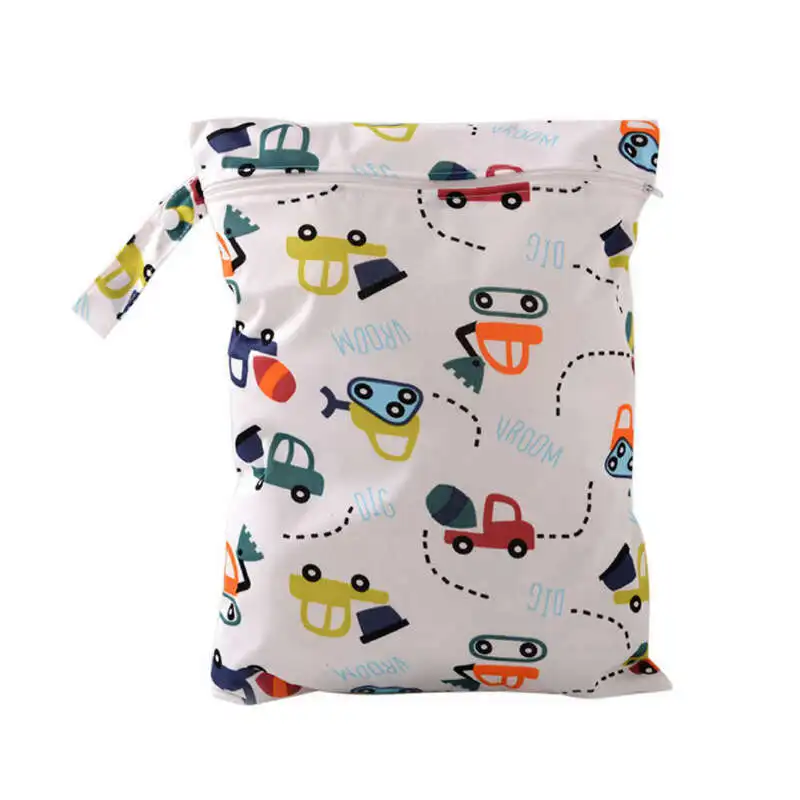 

2019 Newest Wet Dry Bag Baby Waterproof Diaper Bag Reusable Nappy Bag With Hand Strap Mommy Bag Zipper Printed Pocket Nappy Bags