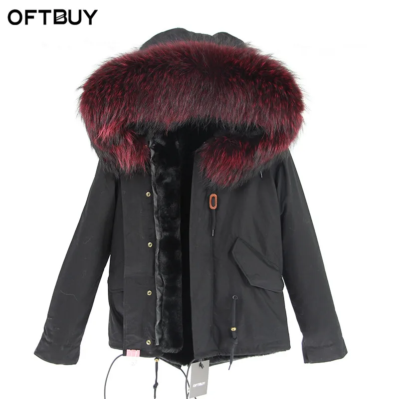 15 Бренд OFTBUY, черные парки, зимняя куртка, пальто, женская парка, пальто с натуральным мехом, натуральный большой мех енота, воротник, теплая плотная верхняя одежда - Цвет: 15
