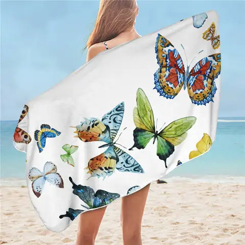 Постельное белье, Летающая бабочка, банное полотенце, ванная комната, микрофибра, белое пляжное полотенце для взрослых, Тропическое одеяло, 75x150 см