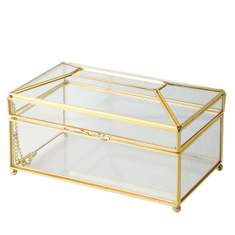 Скандинавский Золотой светлый Роскошный прозрачный стеклянный ящик для