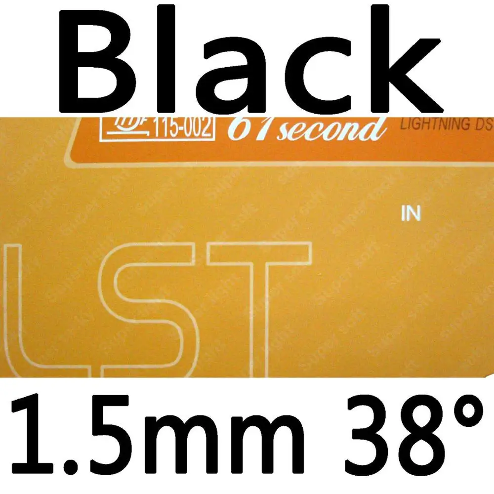 black 1.5mm H38 61second молния DS LST супер липкий Прыщи В Резина с губкой на ракетки для настольного тенниса - Цвет: black 1.5mm H38