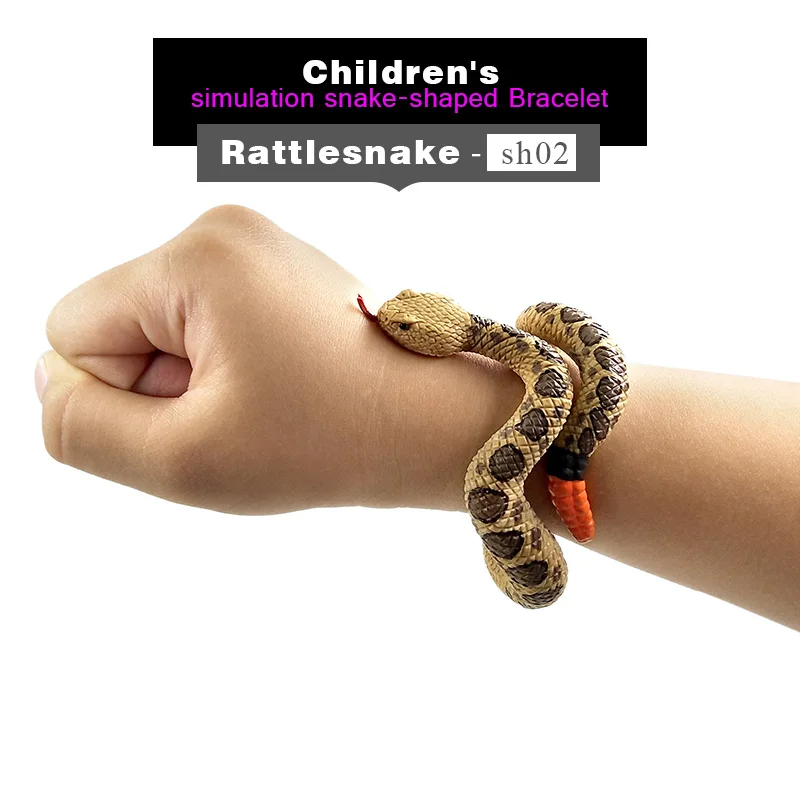 Rattlesnake Хэллоуин браслет-змейка животных подвижная фигурка-модель пластиковые веселый подарок для детей Обучающие Детские для мальчиков и девочек с принтом сада горячие игрушки - Цвет: Rattlesnake
