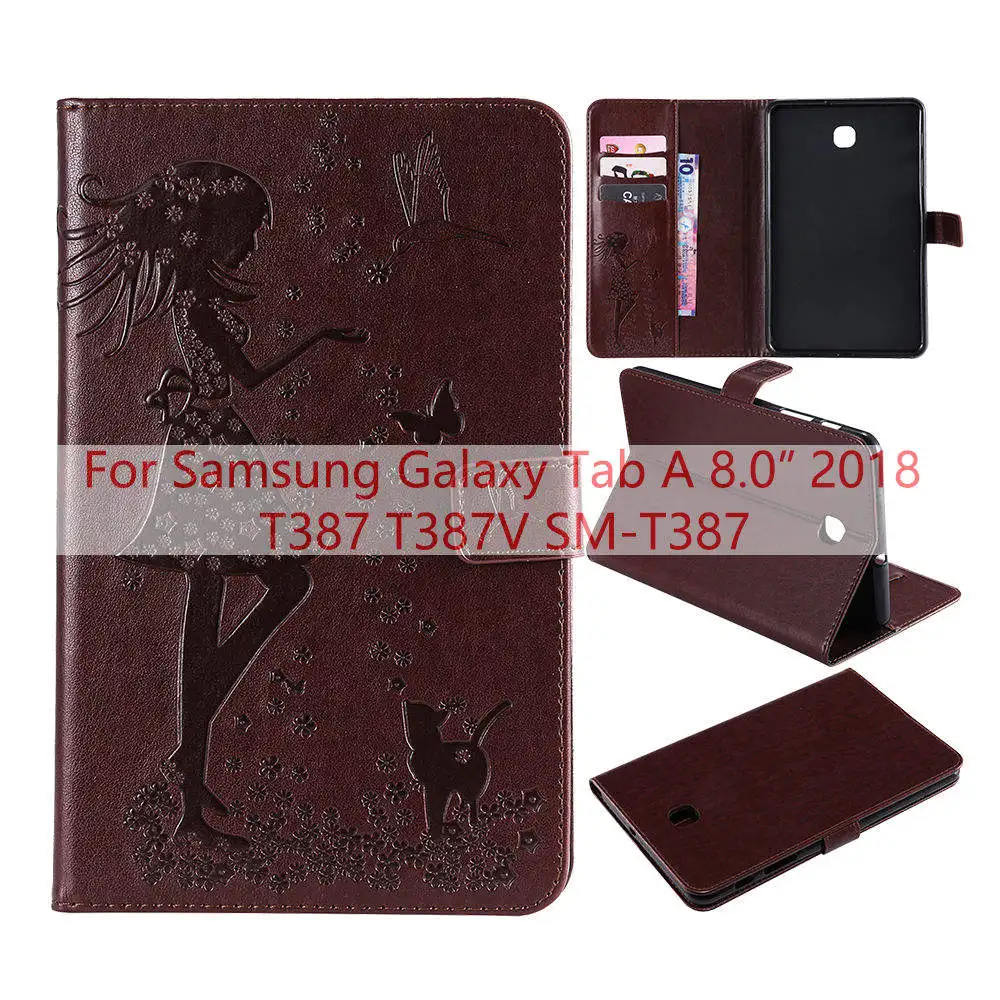 Brown Чехол из искусственной кожи для samsung Galaxy Tab A 8,0 T380 T385, мягкая задняя крышка для samsung Galaxy Tab A 8 T387, чехол для планшета - Цвет: Brown