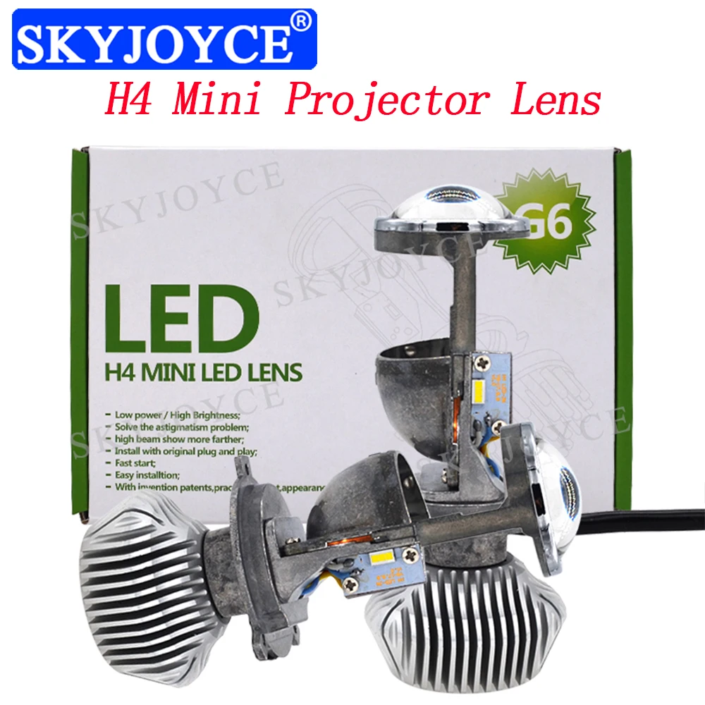 Mini Bi LED H4 объектив для проектора 35 Вт Hi/Lo луч Светодиодная лампа фар 5500 к белый авто