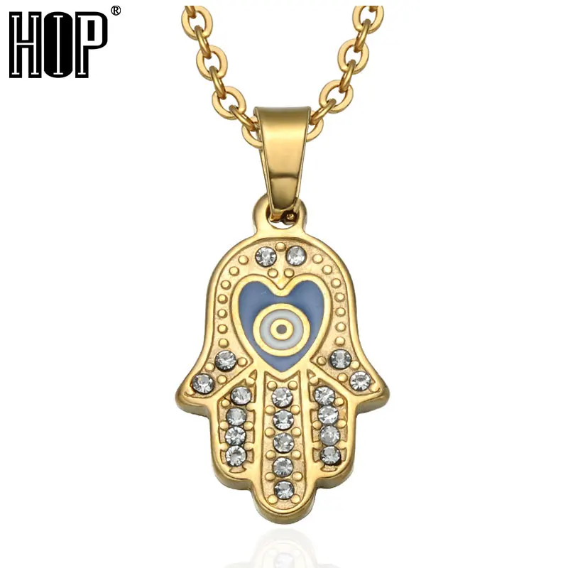 Хип хоп Мано де Фатима подвеска в форме руки Золото Нержавеющая сталь кристалл