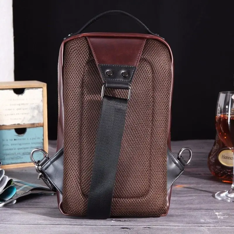 Новая мужская кожа груди пакет один плечевой ремень обратно сумки удобство