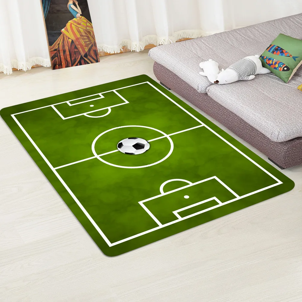 Football Soccer Field Living Room Area Rug Children Football Bedroom Carpet Boys Play Crawl Rug Kitchen Mat Bathmat Door Mats