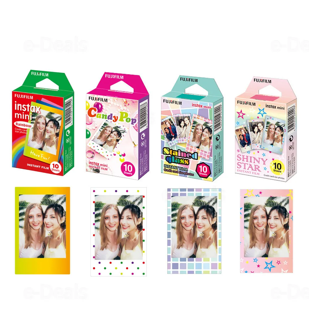 Мгновенная пленка Fujifilm Instax Mini Радужное и Staind стекло конфета поп блестящая со