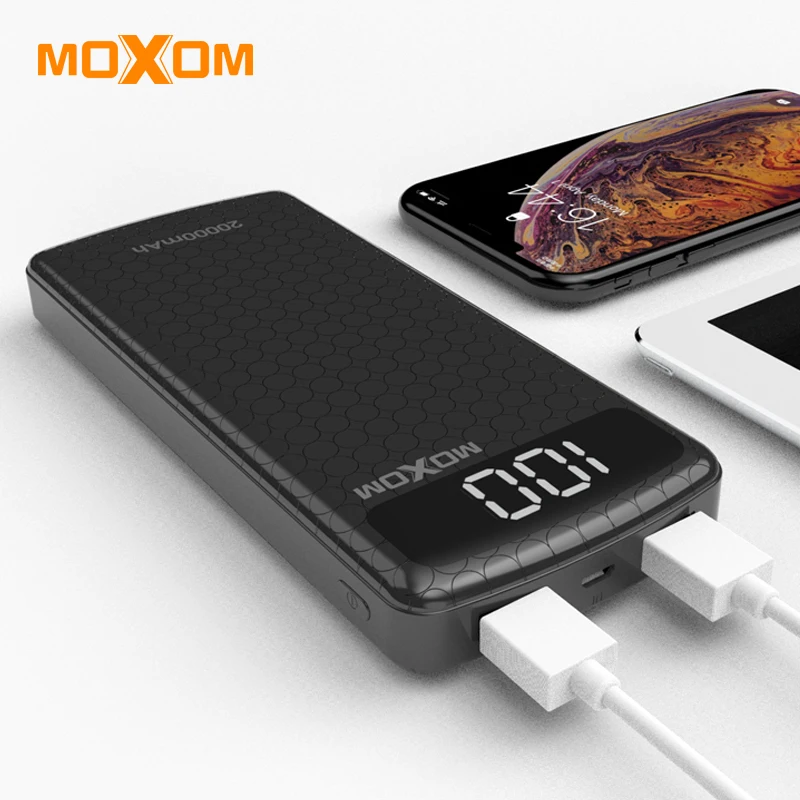 MOXOM power Bank 10000 мАч 20000 портативное зарядное устройство двойной USB быстрая зарядка