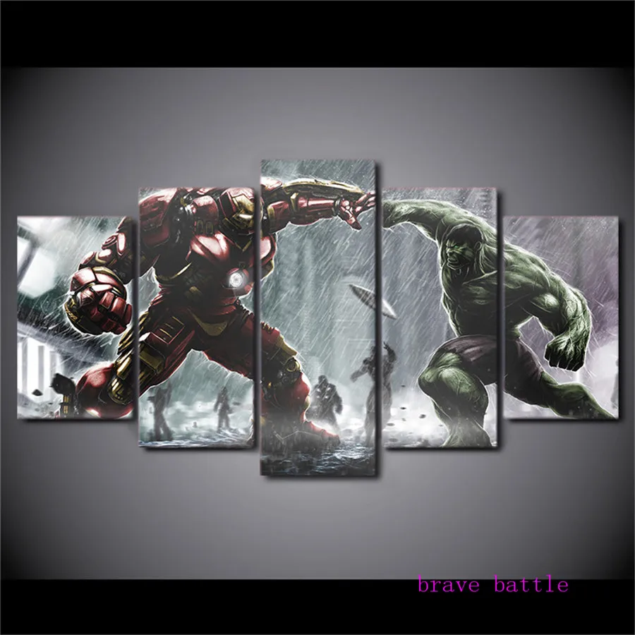 Ironman VS Hulk 5 шт. холст картина печать гостиная домашний декор Современное украшение