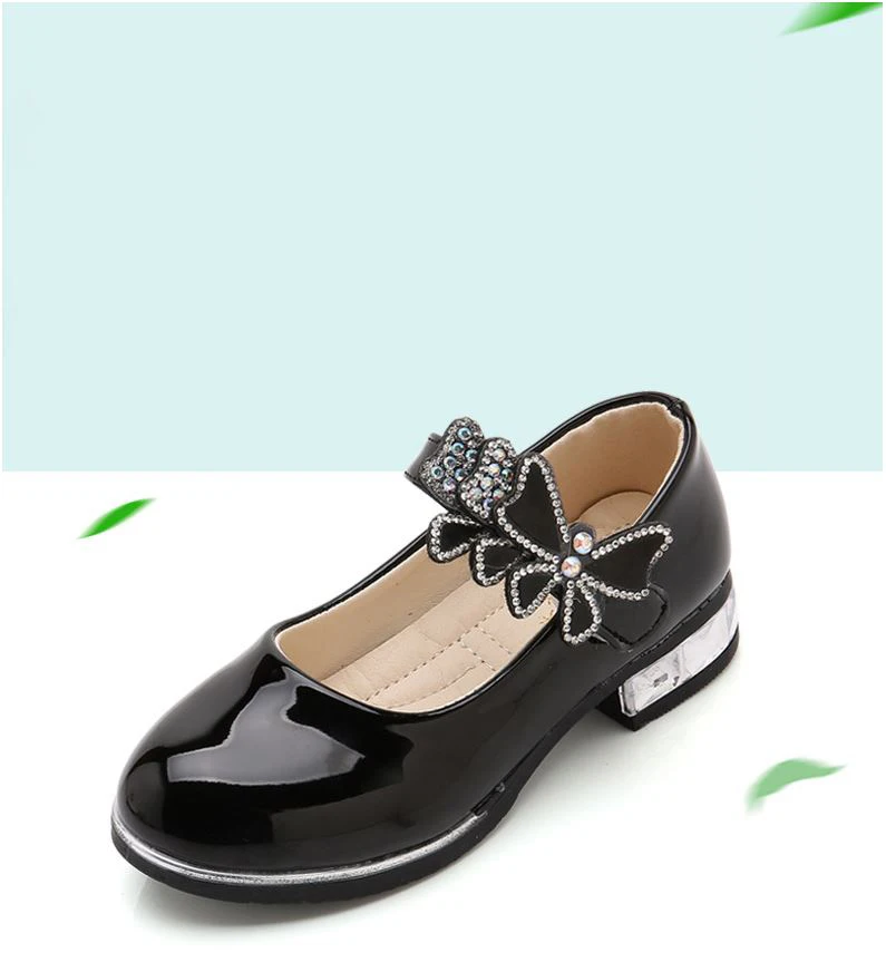 Красивая блестящая обувь для девочек с блестящим бантом модельные туфли