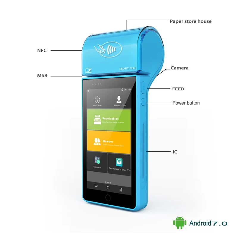 5 дюймов ручной pos терминал android PDA сканер nfc камера RFID wifi штрих кода планшетный ПК